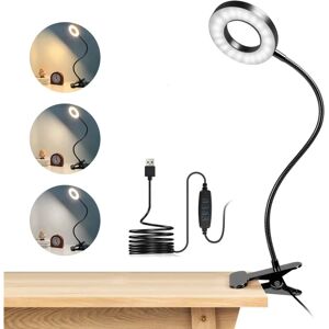 AVANA 48 LED Clip Skrivebordslampe, 360° fleksibel, Clip-on læselampe, 3 Lig