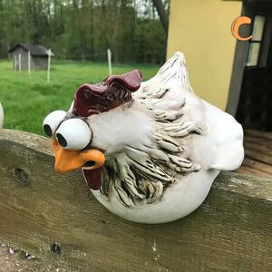 WINE Big Eye Chicken Garden Sculpture Chicken Lawn Hegn Statue type-C