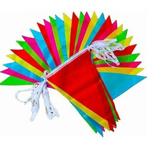 80m-farverige bunting Trekant Flag Bryllupsfest Udendørs Banner Decor Newcolor1stk)