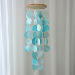 Jettbuying Kunstværk Capiz Garden Wind Chimes med Cool Light blue One Size