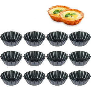 Kageforme 12 stykker Kulstål Æggetærteforme Genanvendelige Muffin Cupcake Form Bagebægre Non-Stick Bagværk 6,5 cm