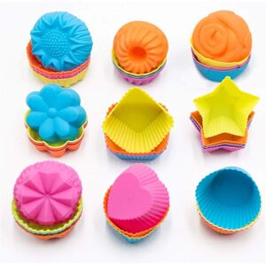 Silikone cupcake bagebægre, 36 pakke non-stick kageforme, 9 former genanvendelig silikone muffin pande til bagning, silikone muffin liners