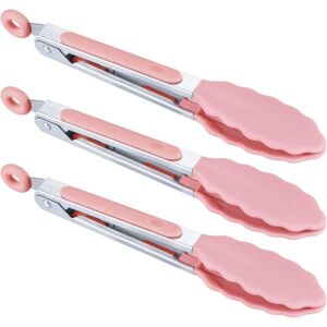 Silikone serveringstang 21 cm Sæt med 3 - Pink Steak Tang Grill Til