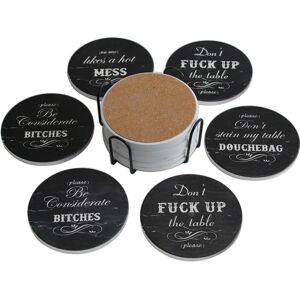 Coasters Til Drinks, Sjove Drink Coasters Absorberende Med Holder 6 Stk Absorberende