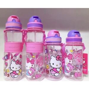 LEIGELE 350/500 ml Børne tegnefilm drikkevandsflaske Halmkop med skulderrem Hello Kitty 350ml(Pink Cover) OneSize