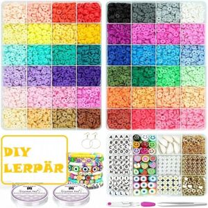 12000 stk Flat Clay Beads sæt runde polymer lerperler til gør-det-selv smykker som billedet viser