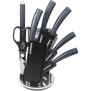 Herzberg 8 Pieces Knife Set with Acrylic Stand - Carbon