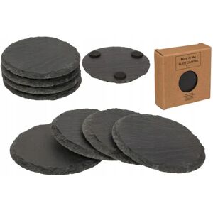 4-Pack - Glasbrikker Sten / Skifer - Coasters til glas Black