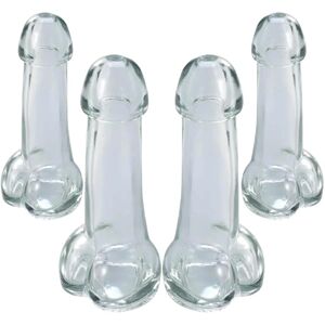 Haneglas - Shotglas - Penis / Penisglas - Glas - 15 cl Transparent 4-Pack