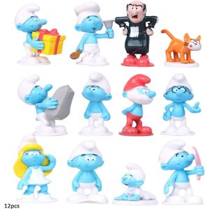 FMYSJ 12 stk./sæt Smølfer Figurlegetøj Model Minifigurer Sæt Kage Topper Dekoration Party Favor Supplies Gaver (FMY)