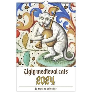 Medieval Cats Paintings Calendar 2024, Ugly Medieval Cats Calendar 2024, Funny Weird Medieval Cats Calendar 2024, Cats In Renaissance Painting Calendar 1pcs