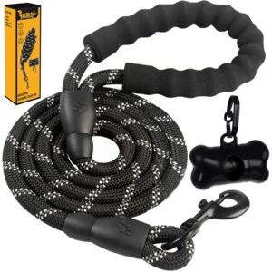 Hundesnor med refleks / snor til hund - 3m Black