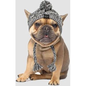 Vinter Hundehue,varm Pet Pompom Strikket Hue Varm Pet Strikket Snood Hovedbeklædning Med Ørehuller Til Mellemstore Hunde Fransk Bulldog Grey M