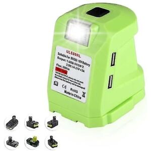 2usb Adapter Spotlight 200lm Led Arbejdslys Til Ryobi 14.4v-18v Li-ion batteri