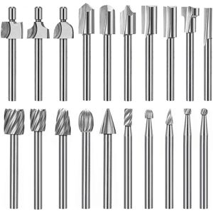 20 stk Hss router hårdmetal graveringsbits til Dremel router bit sæt 1/8 tommer (3 mm) skaft til Dremel Pro