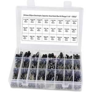 Kit d'assortiment de condensateurs électrolytiques 24Value 500pc