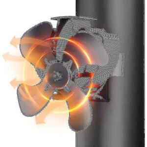 Brændeovnsblæser, 4 blade lydløs pejseblæser, fastmonteret på rør, brændeovnsblæser til pejs/brændeovn/gas/pillefyr, med 2 magneter og 1 ekstra ring(,)