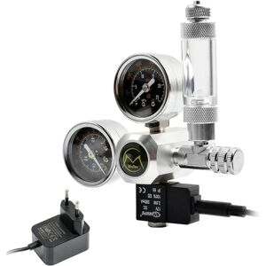 Akvarium CO2 regulator med 12V adapter, akvarium trykreducer, dobbelt trykmåler Inkluderer bobletæller og kontraventil, W21.8 interface