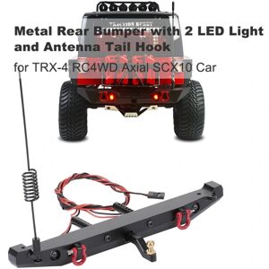 RC bil metal bagkofanger med 2 LED antenner bagkrog til TRX-4 RC4WD Axial SCX10 bil, model: sort