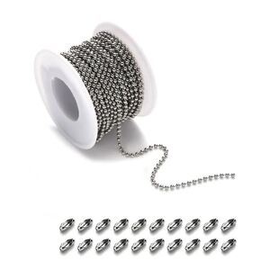 10m rustfrit stål kuglekæder halskæde med 20 stk konnektorer låse sølv perlekæde 2.5mm