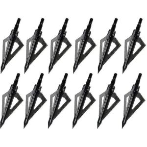 Jagtbroadheads, 12pk 3 blade bueskydning broadheads 100 korns skrue-in pilehoveder pilespidser kompatible med traditionelle buer og sammensatte bue-meili