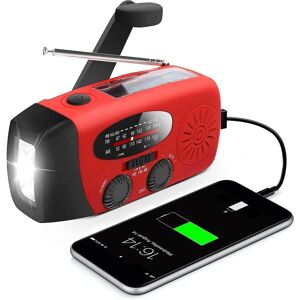 unbranded Nødhåndsvingsradio med led lommelygte til nødsituationer Amfm Noaa bærbar vejrradio med 2000 mah Power Bank Telefonoplader Usb Charged & Sola Red