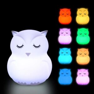 USB Genopladelig Animal Silikone Nursery Night Light med berøringssensor, fjernbetjening og farveskiftende glød - stor, bærbar, blød glød til børn