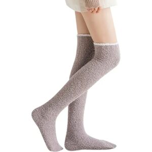 Over Knee Socks Høje Fuzzy Socks LET KAFFE Light Coffee