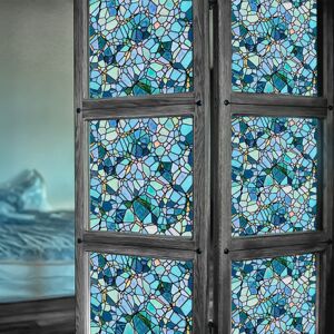 OCEAN Blue Flower Shadow Window Film til vinduesfront (30*200cm), Vinyl