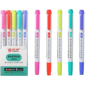 Farve Dual Tip Highlighter-penne Bred mejsel og Fine Point Marker Pen til skoleelever Hjemmekontorartikler E Farve, Model: E Farve