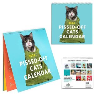 2024 Pissed-off Cats Kalender, vægkalender, 12 måneders kalenderplanlægger Daglig arrangør, sjov gave til katteelskere