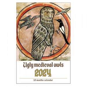 Unbranded Sjove middelalderlige uglemalerier kalender 2024, vægkalender nytårsgave