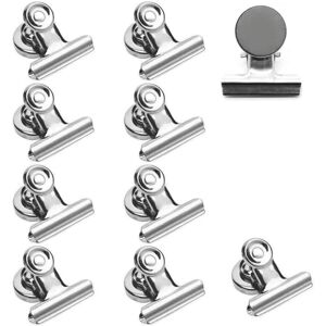 homeinsweden.se 10-Pack Bulldog Clip / Klemme i stål med magnet Silver M