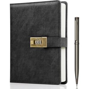 PIKACHU IC Dagbok med lås, A5 PU-læderjournal med lås 240 sider, Vintage Lock Journal Løsenordsskyddad anteckningsbog med penne og presentask, 8,6 x 5,8 tum