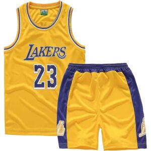 Lakers #23 Lebron James Jersey No.23 Basketball Uniform Set Kids yz Yellow S (120-130cm)