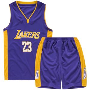 LeBron James No.23 Basketball Jerseysæt Lakers Uniform til børn Teenagere W Purple S (120-130CM)