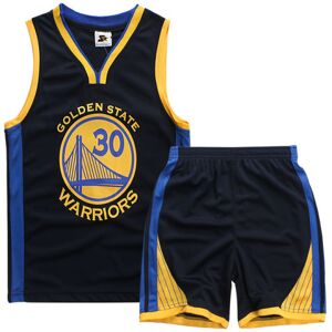 Stephen Curry No.30 Basketball Jerseysæt Warriors Uniform til børn teenagere Black S (120-130CM)