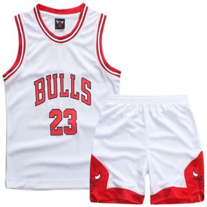 Michael Jordan No.23 Basketball Jersey Sæt Bulls Uniform Til Børn Teenagere W Hvid Komfortabel White S (120-130CM)