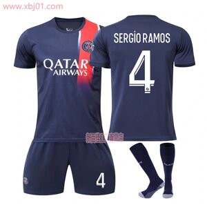 Goodies 23-24 Paris Saint-Germain Hjemmetrøje 4 Sergio Ramos Ny sæson Seneste Voksne Børnetrøje Fodbold Kids 24(130-140cm)