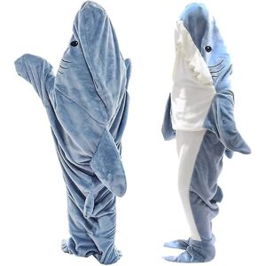 ESTONE Shark Blanket Voksen Dress Up, Superblød Sofa Snuggle Blanket Shark Blanket Sovepose, Transportabel Shark Blanket Hoodie -ES L