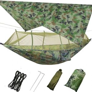 3-i-1 camping hængekøje med lynlås myggenet og telt presenning, åndbar myg KLB