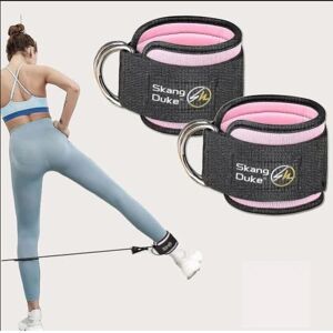 Neopren Ankel Cuff Gym Straps Vægtløftning Rustfrit Stål Dobbelt D Ring Fitness Body Building Ben Workout, Glute Wo