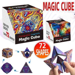 brand Sort Udskiftelig Magnetisk Magic Cube 3D Hånd Flip Puslespil Anti Stress Legetøj Gave mellanslag blå