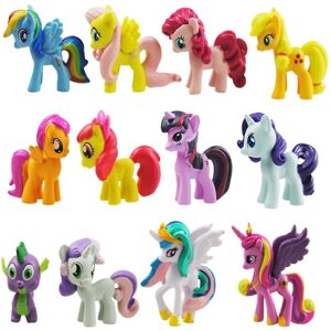 12 stk/sæt My Little Pony Figurer Kage Toppers Legetøj Mini Unicorn Børn Dreng Pige Fødselsdagsfest dekoration