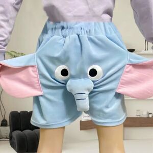 Pyjamashorts 3d ører Snabel tegneserie Dejlig elefant Løs afslappet plys nattøj Sommer Mænd Kvinder Shot Bukser Hjemmetøj Pink XL