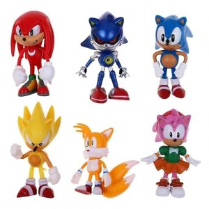 6 stykker Sonic The Hedgehog Movable Doll Model Børnelegetøjsdukkegave