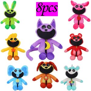 HeyMAN 30cm Smiling Critters Plyslegetøj Smiling Critters Kat lur Kattelur Accion Dukke Legetøj Peluches Pude Børnefødselsdag Julegave 8pcs