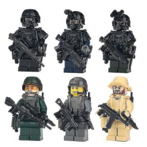 6 Stk Moc Swat City Mini Militære Våben Playmobil Figurer Byg