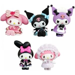 Toyz Land 4 cm Min Melodi Figur Anime Kawaii Melodi Kuromi Kt Kat Action Samling Et sæt 5 Pvc materialer