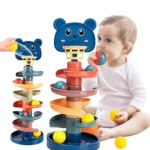 Toyz Land Rulle bold bunke tårn tidlig pædagogisk legetøj til babyer roterende bane pædagogisk stabling legetøj